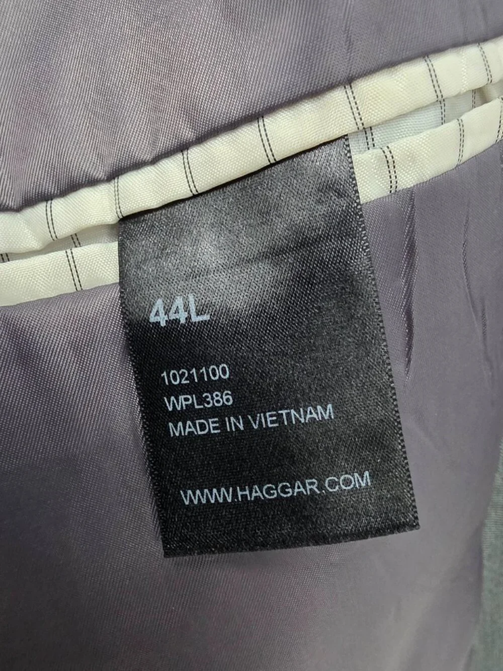 Haggar 44L 36x31 Gray Full Suit 2-Button Solid R964